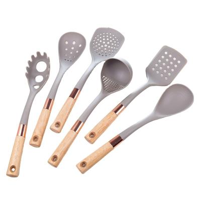 China Sustainable Wholesale 6 Pcs Non-Stick Nylon Cookware Kitchen Utensils With Silicone Rubber Handle for sale