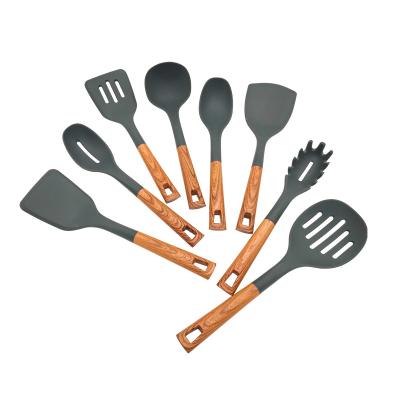 China Viable 8 Pieces in 1 Set Silicone Kitchen Accessories Cooking Tools Kitchenware Silicone Kitchen Utensils with PP Handles for sale