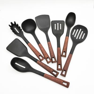 China Hang Hole Design Different Tools Viable Cooking Soft Edges 8 Piece Utensils Set Non-Stick Kitchen Utensil Sets for sale