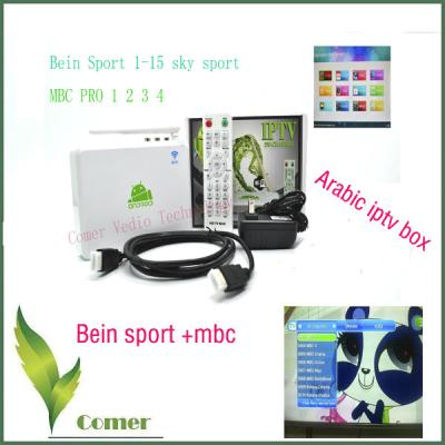 China Árabe androide completo 550 del jugador del árabe IPTV de HD 1080p con 12V la caja blanca de la entrada CC TV en venta