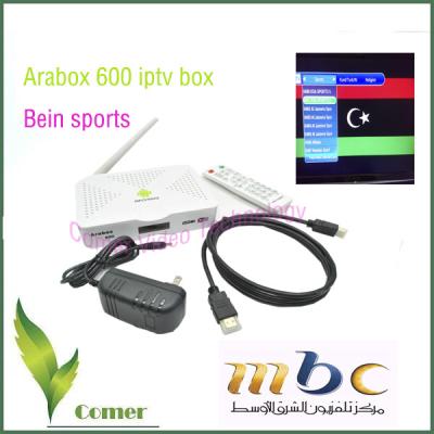 China Lengua turca de Mulli de la ayuda de los canales TV del receptor 15 de Arabox 600 del deporte androide de Bein en venta