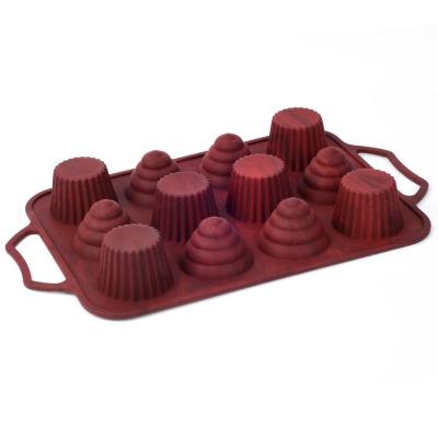 China Sustainable 12Cups Cake Mold With Sturdy Stainless Steel Handle Muffin Cupcake Baking Pan Trays Brownie Chocolate Mousse Bakeware Molds for sale