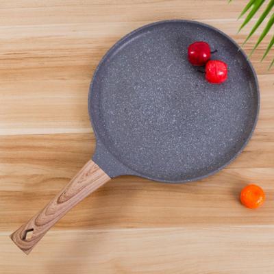 China Sustainable Non-stick Pan Pizza Pan With Handle Aluminum Alloy Wooden Pot Non-Stick Pizza Cookie Pan for sale