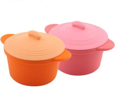 China Disposable Pure Spill-Proof Dishwasher Safe Silicone Bowl With Lid Portable Microwave Salad Bowl Silicone Safe Bowls With Lids for sale