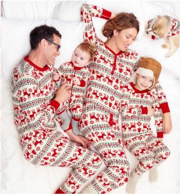 China Unti-bacterial; Breathable; The color will not fade; Christmas Elasticity Family Matching Maid Pajamas Set Santa Deer Sleepwear For Family Boys And Girls for sale