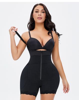 China Private Label Zipper Hot New Arrival Sexy Antibacterial Bodyshaper Padded Butt Lifter Jumpsuit With Hook 6XL Shapewear for sale