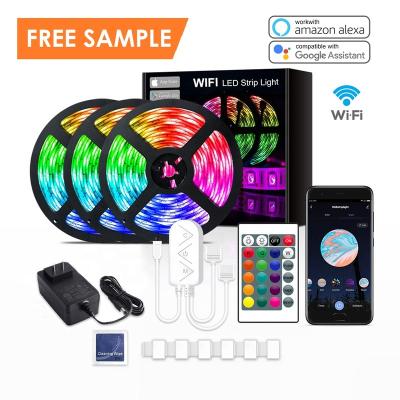 China Free Sample Wifi App Residential Remote Smart 5050 RGB LED Flexible Waterproof LED Strip Light for sale