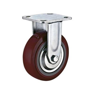 China Good Selling High Load Flat Free Heavy Duty Caster Wheels RED Polyurethane Tread Caster for sale