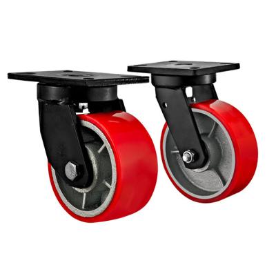 China Other Heavy Duty Cast Red Polyurethane High Loading Casters Wheels for sale