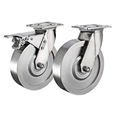 China swivel & Rigid Light Duty Caster Top Flat Top Furniture Fit Trolley Casters Double Wheels Stainless Steel Caster for sale