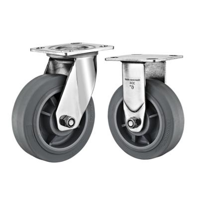 China swivel & Rigid Top Gray TPR Wheel Stainless Steel Plate Bolt Hole Swivel TPR Medium Duty Caster Wheel for sale