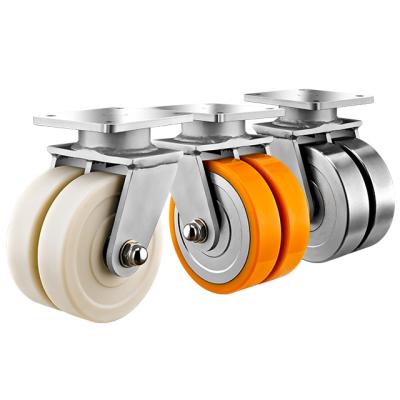 China Other White Double Wheel 2 Ton Heavy Duty Caster Wheels Twin Wheels Design Steel Caster /Nylon Caster 4