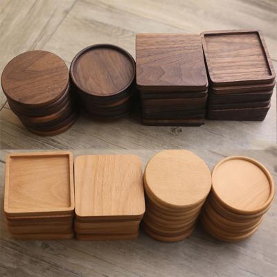 China Factory OEM Viable Wholesale Custom Acacia Cork Bamboo Coaster Walnut Wooden Coaster Beech Coaster For Coffee Mug for sale