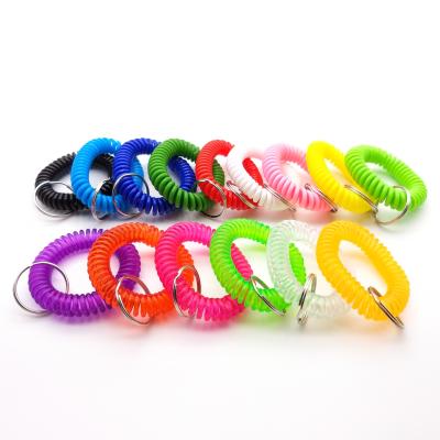 China Stretchable plastic flexible spiral coil, spring bracelet with main ring for sale