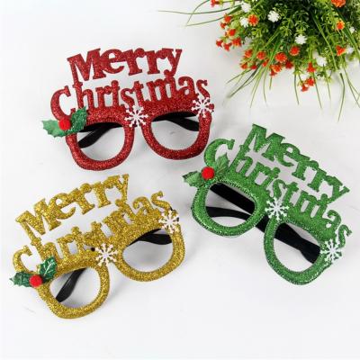 China Christmast Ornament Christmas Elks Glass Frame , Glass Snowman Antler Christmas Party Decorations Glasses for sale