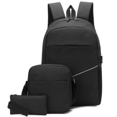 China With USB hot selling new three-piece set, nylon backpack laptop bags backpack men for sale