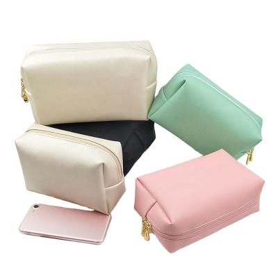 China Cosmetics Cases Logo Private Label Small Pink PU Travel Makeup Bag Custom Cosmetic Bags for sale