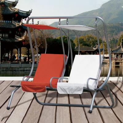 China 2021 Fashion Couple Super Comfortable Wholesale Custom Swing Chair Wrought Iron Double Swing Outdoor Chair for sale