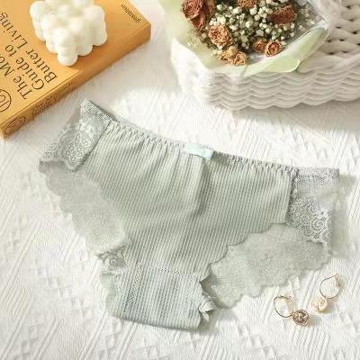 China QUICK DRY Transparent Lace Candy Medium Underwear Women's Japanese Traceless Waist Crotch Ice Cutout Briefs for sale