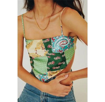 China 2022 Summer Girl Triangle Tube Top Sexy Hot QUICK DRY Camisole Knitted Top Suspender Print Vest For Women for sale