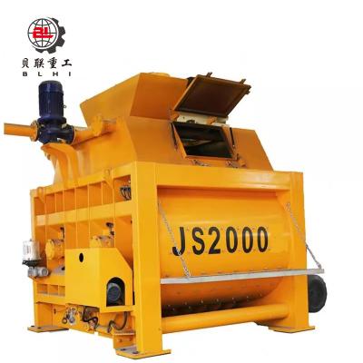 China Mixer JS2000 , 2000L Double Shaft Concrete Plant Fully Automatic Compulsory Concrete Batching Mixer for sale