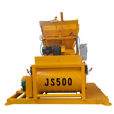 China Concrete batching plant js500 double shaft fixed small concrete cement mixer for sale