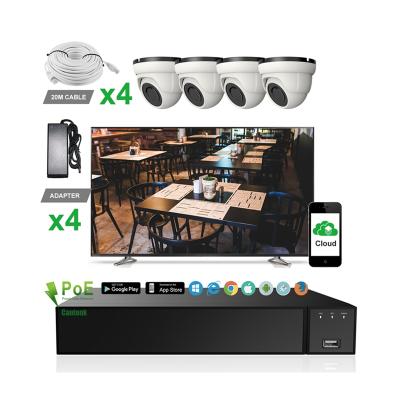 China NIGHT VISION Cantonk H.265 NVR POE HD 1080P 4 Channel CCTV IP Camera Kits 4CH Dome NVR Kit Security Camera System for sale