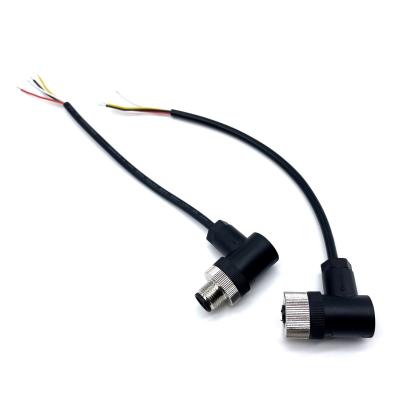 China 90 Grad Rechtswinkel Wasserdichte Kabel M12 4 Pin Connector Männlich Weiblich 2P 3P 4P 6P 8P zu verkaufen