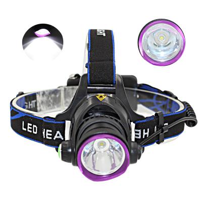 China Camping 1 Bulb 3 Modes LED Headlight Waterproof LED Headlamp Purple And Black for sale