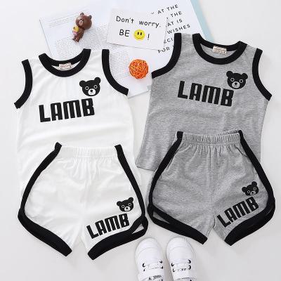 China Breathable Handsome Two-piece Oxygen Suit Boys And Children's Thin Clothes Breathable Baby Vest Suit Boys And Girls Sleeveless Thin Clothes for sale