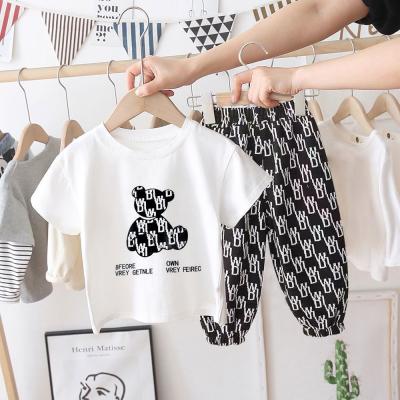 China 2021 Summer Baby Boys and Girls New Children's Short-sleeved T-shirt Children's Suit 2021 Summer Breathable Western Clothes for sale