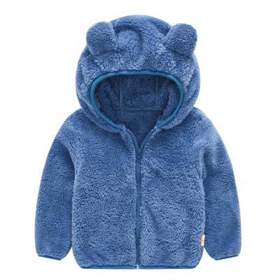 China 2021 Breathable Infant and Girls Cute Pure Color Toddler Bear Ears Jacket Hooded Children's Wool Sweater for sale