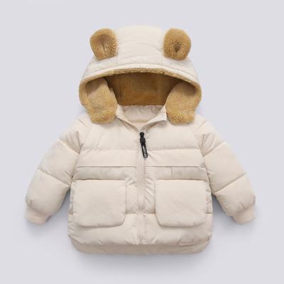 China 2021 raincoats new autumn and winter short boys and girls lamb hooded warm jacket thick cotton woolen stockings for sale