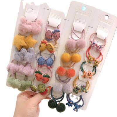 China 20Pcs/set Cute Girls Cute Cartoon Animals Fruit 3 Cm Elastic Hair Bands Ponytail Holder Scrunchies Kids Hair Accessories for sale