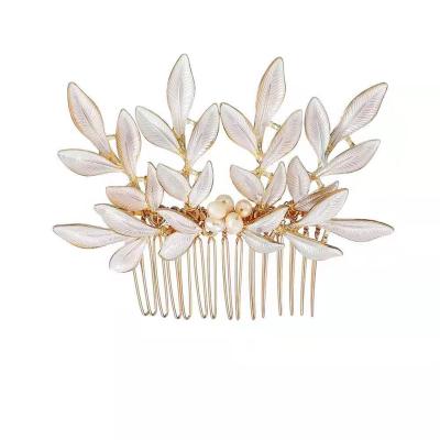 China Luxury Picture Hairpin For Women Hair Combs Elegant Headwear Wedding Bridal Headdress Prom Crown Hair Accessories Gold Leaves for sale