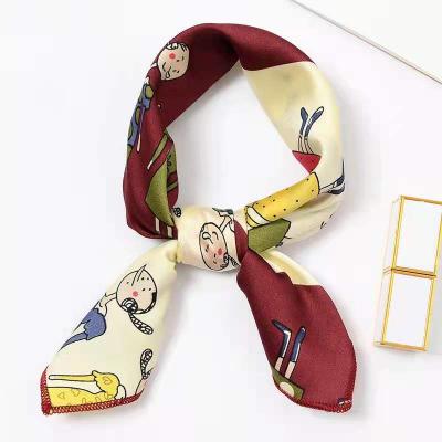 China Four Seasons 2021 Square Scarf Silk Women Fashion Print Small Lady Hair Band Hand Scarf Office Neck Scarves Bandana Female Shawl for sale