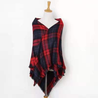 China Thick Tartan Chunky Wrap Oversized Shawl Winter Women Plaid Blanket Autumn Winter Scarf Cape for sale