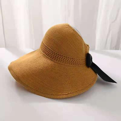 China Foldable Fashion Straw Hat Casual Outdoor Beach Sun Summer Image Hats Female Classic Big Brim Bowknot For Women UV Protected Hat for sale