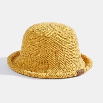 China Picture British Temperament Brim Small Curving Hepburn Style Spring Flannel Knitted Breathable Fisherman Hat Top Hat And Summer Hat for sale