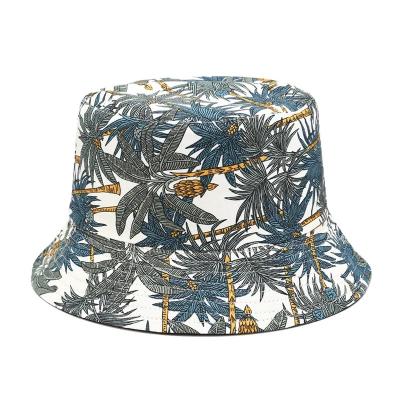 China New image banana tree print pattern tropical double sided simple fisherman hat street trend basin hat all-match sun protection sun hat for sale