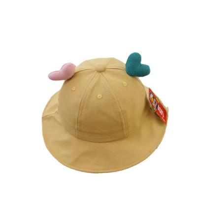 China Cute character peach heart two color children's fisherman hat spring 2021 sun hat and summer simple children's hat for sale