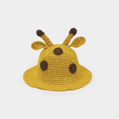 China Cute antler fisherman hat summer outing sunscreen sun hat children's picture 2021 new handmade straw hat small for sale