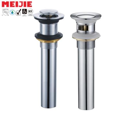 China Modern Chrome Brushed Nickel Black Metal SUS Push Button Drain Press Pop Up With Overflow For Bathroom Accessory for sale