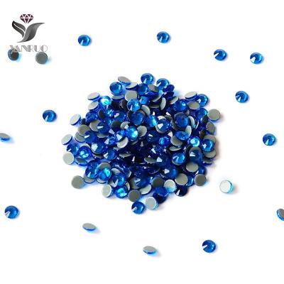 China Capri Blue Rhinestones Diamond Cut Hotfix Rhinestones ss10 Flatback Top Quality Loose Flatback For Bag for sale