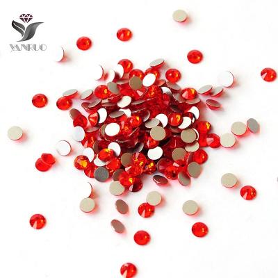 China Flatback YANRUO Quality Nail Art Rhinestones Light Siam Crystal Stone Non Hot Fix Rhinestones For Nails for sale