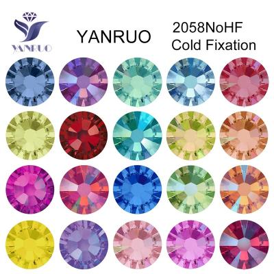 China Shiny Plated Round Rhinestones Flatback YANRUO ab Crystal Drill Flat Back Non Hotfix For Decoration Clothes for sale