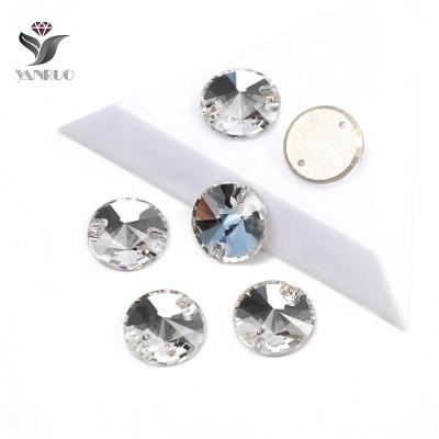 China Flatback YANRUO 3200 All Sizes Rivoli Flatback Clear Stones Sew On Crystal Strass Sew On Rhinestone For Clothes Decoration for sale