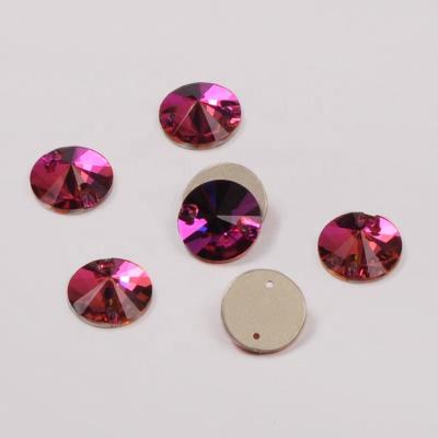 China Rivoli Fuchsia Color Flatback Good Quality Flatback Strass Sewing Garment Sew On Rhinestone Crystal Gems for sale