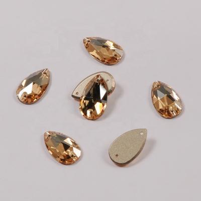 China Flatback Shade 3230 Gold Drop 7x12 11x18 13x22 17x28mm Sew-on Flat Back Rhinestone Fabric Rhinestones Wholesale Rhinestones for sale