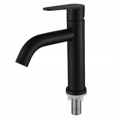 China Metered Faucets Contemporary Deck Mounted Single Hole 304ss One Handle Hot Cold Water Black Bathroom Tap for sale